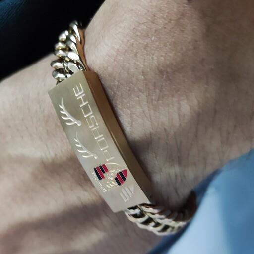 دستبند استیل پورشه،دستبند پورشه مردانه استیل،دستبند مردانه پورشه رزگلد،دستبند طرح پورشه